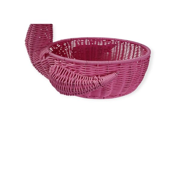 Flamingo Shaped Wicker Serving Basket Resin Planter Decor - Picture 2 of 11
